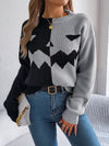 Explore More Collection - Contrast Round Neck Long Sleeve Sweater