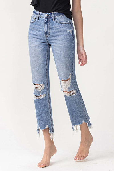 Explore More Collection - Lovervet High Rise Distressed Straight Jeans