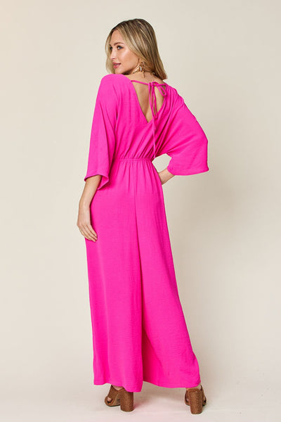 Explore More Collection - Double Take Full Size Half Sleeve Wide Leg Jumpsuit