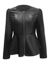 Explore More Collection - Peplum Zip Up Long Sleeve Jacket