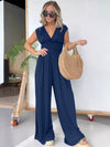 Explore More Collection - Smocked Cap Sleeve Wide Leg Jumpsuit