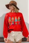 Explore More Collection - Double Take Full Size Sequin Nutcracker Long Sleeve Sweater