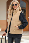 Explore More Collection - Pocketed Zip Up Turtleneck Vest Coat