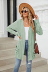 Explore More Collection - Pocketed Open Front Long Sleeve Cardigan