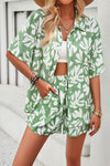 Explore More Collection - Printed Button Up Shirt and Shorts Set