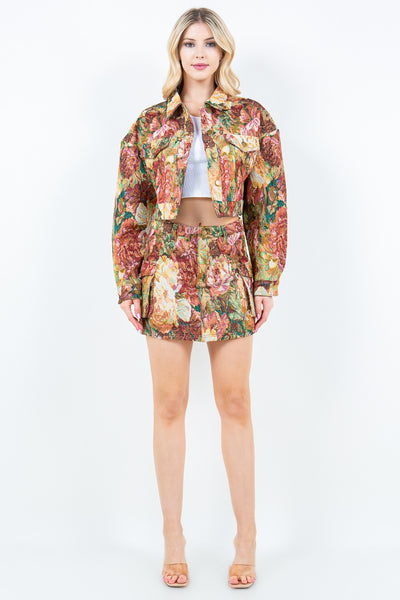 Explore More Collection - American Bazi Jacquard Cargo Cropped Jacket