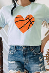 Explore More Collection - Distressed Basketball Hearts Sports Graphic Tee