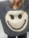 Explore More Collection - Smiling Face V-Neck Long Sleeve Sweater