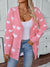 Explore More Collection - Heart V-Neck Button Up Long Sleeve Cardigan