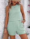 Explore More Collection - Round Neck Sleeveless Top and Shorts Set