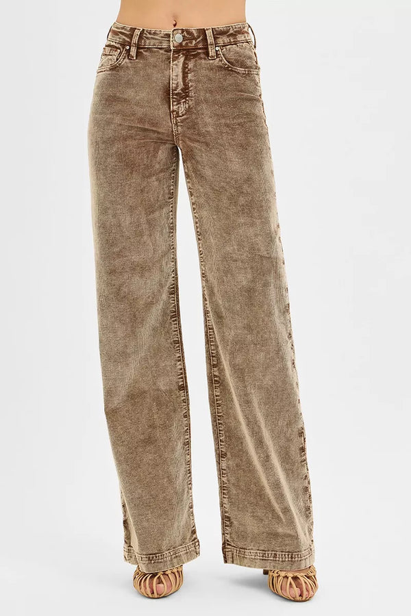 Explore More Collection - RISEN High Rise Wide Leg Corduroy Jeans