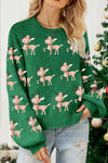 Explore More Collection - Reindeer Round Neck Drop Shoulder Sweater