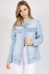 Explore More Collection - American Bazi Letter Patched Distressed Denim Jacket