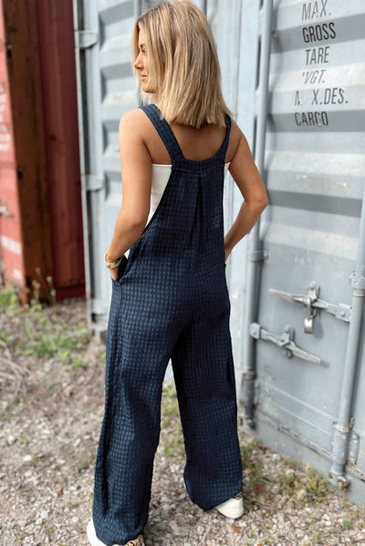 Explore More Collection - Plaid Wide Strap Wide Leg Overalls