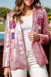 Explore More Collection - Sequin Nutcracker Long Sleeve Blazer