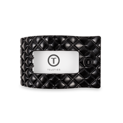 Flat Rectangle Hair Clip | Medium | Jet Black Quilted