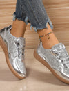 Explore More Collection - Sequin PU Leather Flat Sneakers