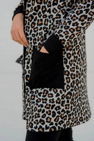 Explore More Collection - Pocketed Leopard Open Front Cover Up