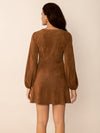 Explore More Collection - Notched Button Down Long Sleeve Mini Dress