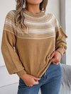 Explore More Collection - Contrast Round Neck Long Sleeve Sweater