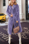 Explore More Collection - Full Size Fuzzy Tied Collared Neck Coat