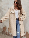 Explore More Collection - Fuzzy Button Up Dropped Shoulder Long Sleeve Coat