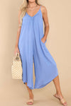 Explore More Collection - Pocketed Spaghetti Strap V-Neck Jumpsuit