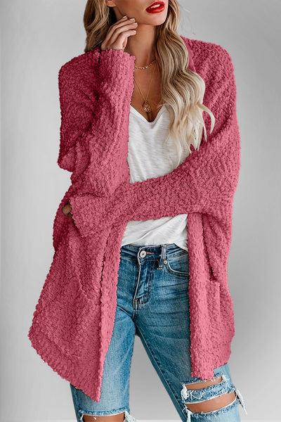 Explore More Collection - Double Take Pocketed Open Front Long Sleeve Cardigan