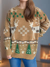 Explore More Collection - Christmas Element Round Neck Long Sleeve Sweater