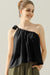 Explore More Collection - Ninexis One Shoulder Bow Tie Strap Satin Silk Top