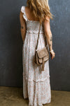 Explore More Collection - Ruffled Smocked Printed Sleeveless Maxi Dress