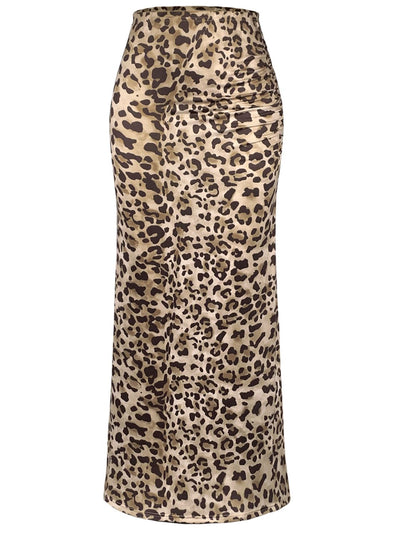 Explore More Collection - Honey Slit Leopard Midi Skirt