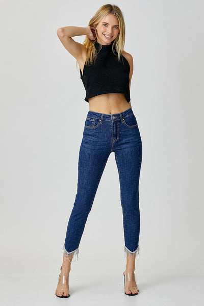 Explore More Collection - RISEN Full Size Embellished Mid Rise Crop Skinny Jeans