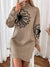 Explore More Collection - Perfee Flower Mock Neck Long Sleeve Sweater Dress