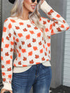 Explore More Collection - Angel Wings Maple Leaf Round Neck Long Sleeve Sweater