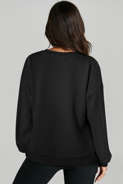 Explore More Collection - High-Low Round Neck Long Sleeve Sweatshirt