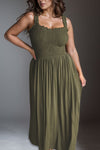 Explore More Collection - Plus Size Smocked Square Neck Maxi Dress