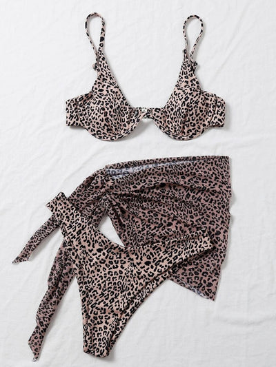 Explore More Collection - Printed Spaghetti Strap Three-Piece Swim Set