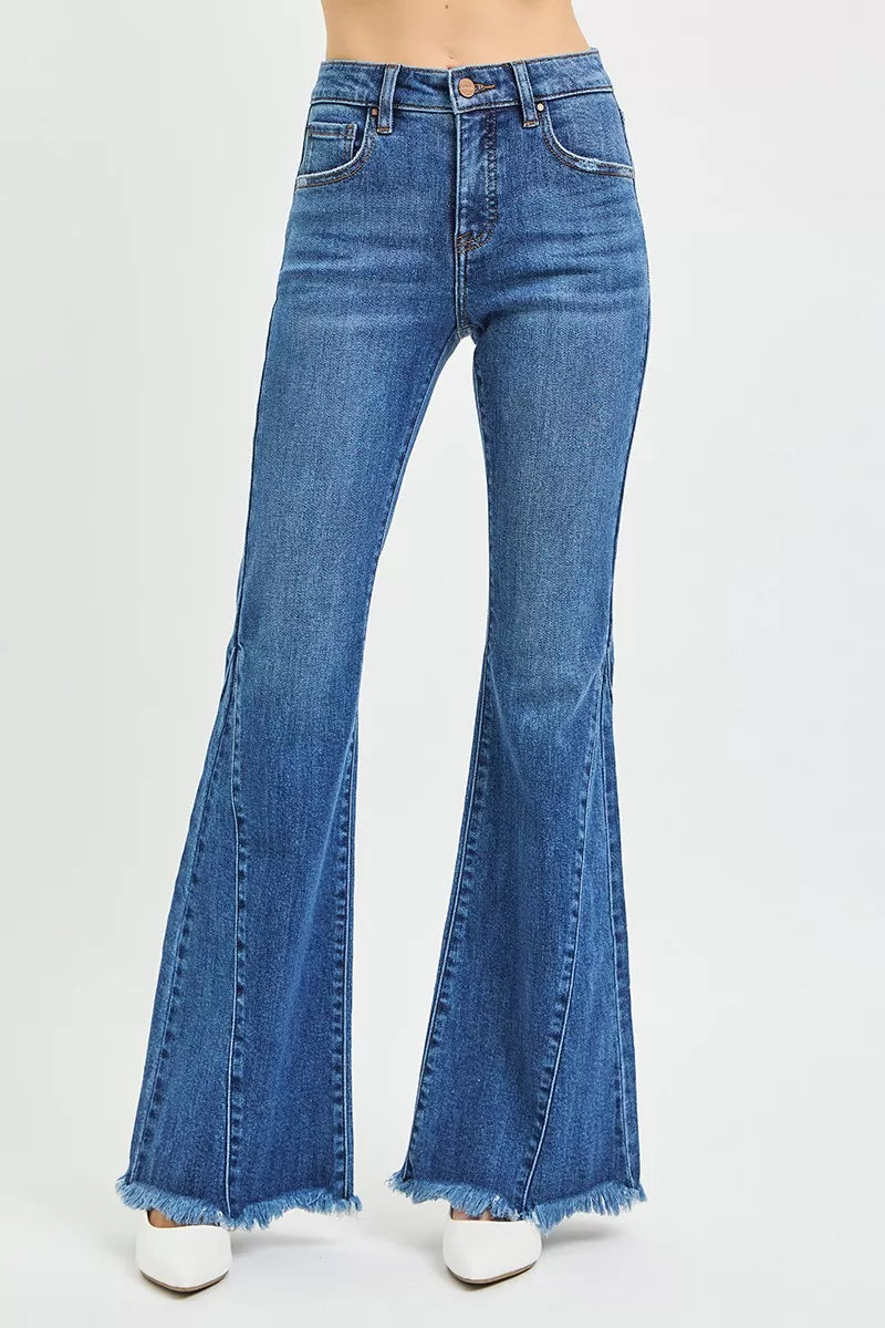 RISEN Mid Rise Flare Side Seam Detailing Jeans