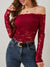 Explore More Collection - Off-Shoulder Long Sleeve Lace Top