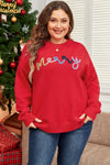 Explore More Collection - Plus Size MERRY Round Neck Long Sleeve Sweater