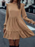 Explore More Collection - Frill Round Neck Flounce Sleeve Mini Dress