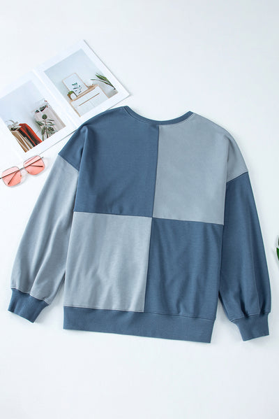 Explore More Collection - Contrast Half Button Long Sleeve Sweatshirt