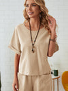 Explore More Collection - Round Neck Half Sleeve Top and Pocketed Pants Set