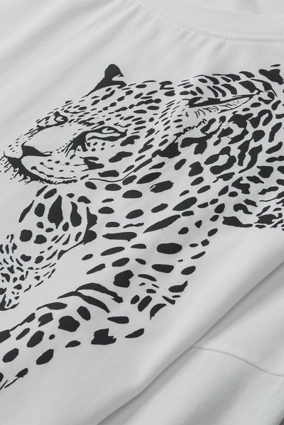 Explore More Collection - Leopard Round Neck Long Sleeve T-Shirt