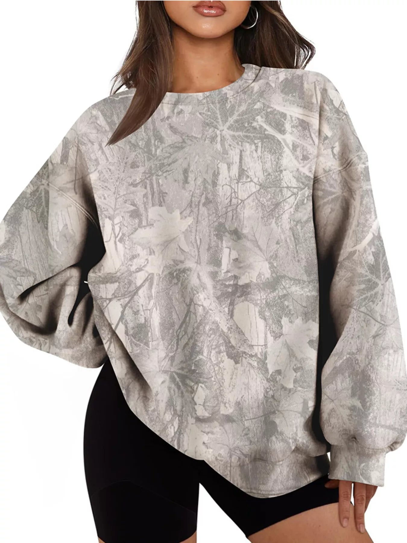 Oversized Printed Crew Neck Sweatshirt