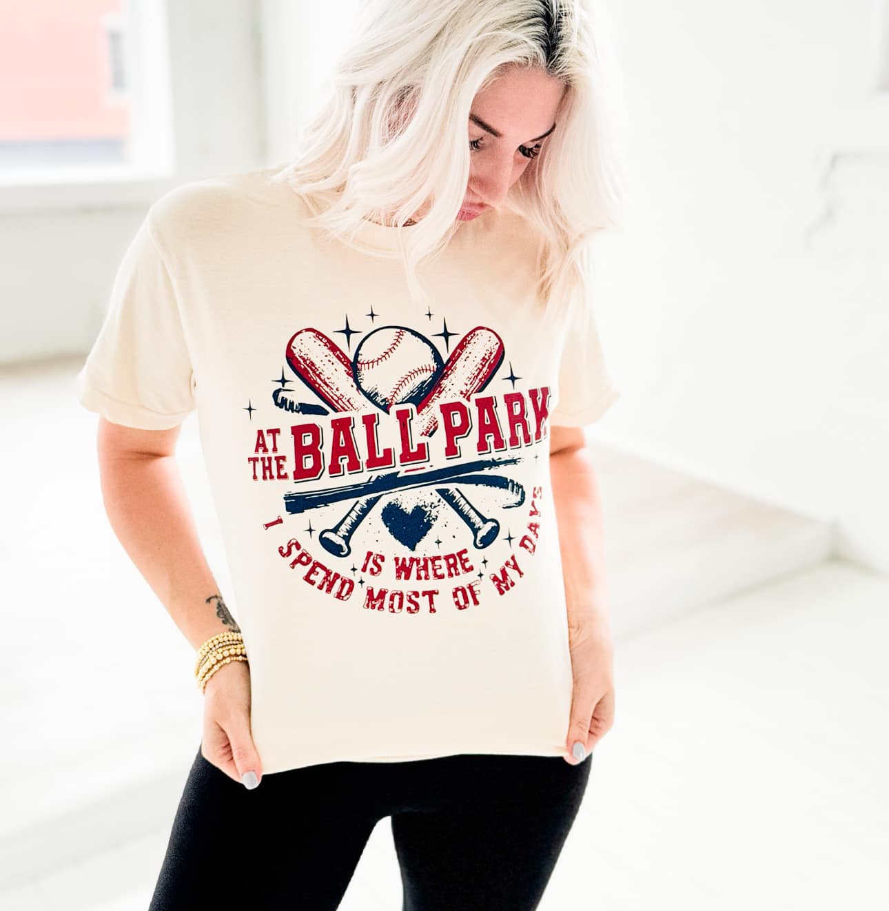 Explore More Collection - At The Ballpark Is Where I Spend Most Of My Days Graphic Tee
