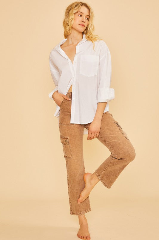 Explore More Collection - Annie Wear Straight Leg Jeans with Cargo Pockets