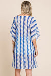 Explore More Collection - Cotton Bleu by Nu Lab Tied Striped Plunge Half Sleeve Cover-Up