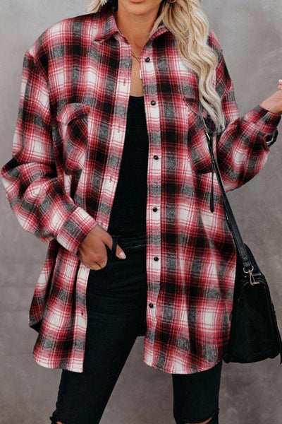 Explore More Collection - Full Size Plaid Collared Neck Long Sleeve Shirt